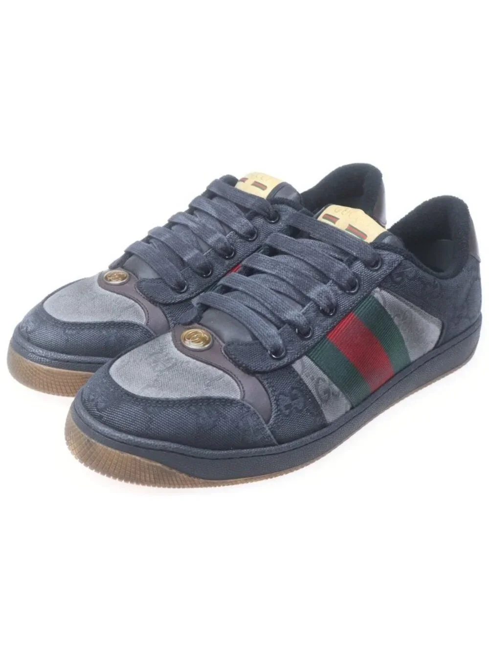 Gucci Screener GG Canvas Low Cut Sneakers Black Green